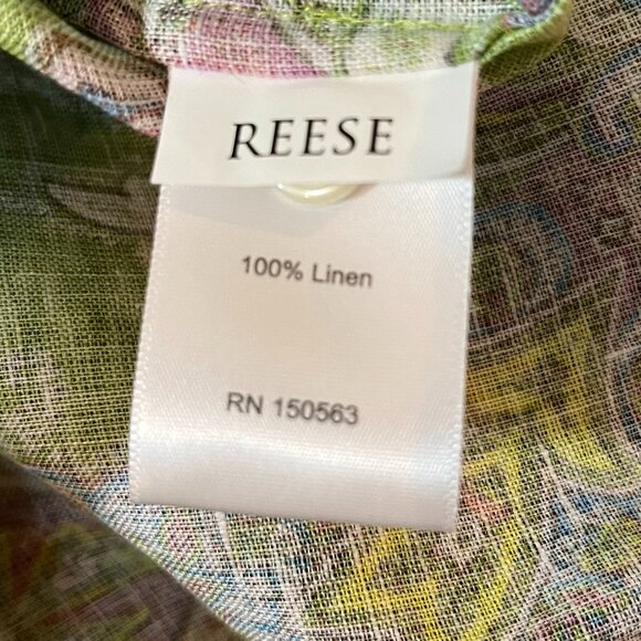 Hinson Wu Reese Long Sleeve Luxe Linen Boho Green Paisley Shirt Size XS NWT - Picture 12 of 12